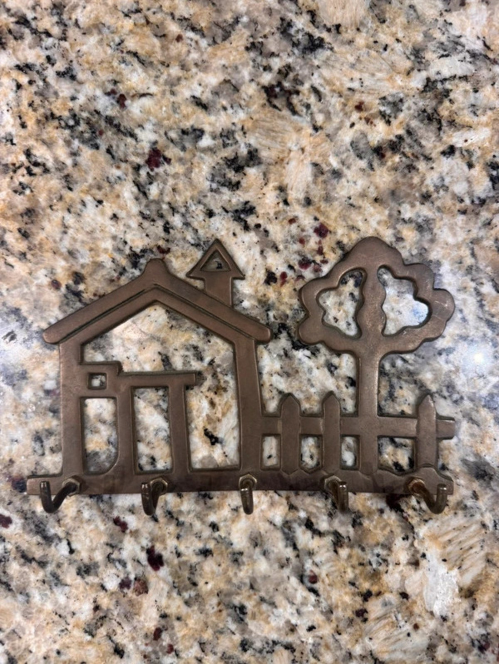 Vintage Solid Brass Home sweet home themed key rack